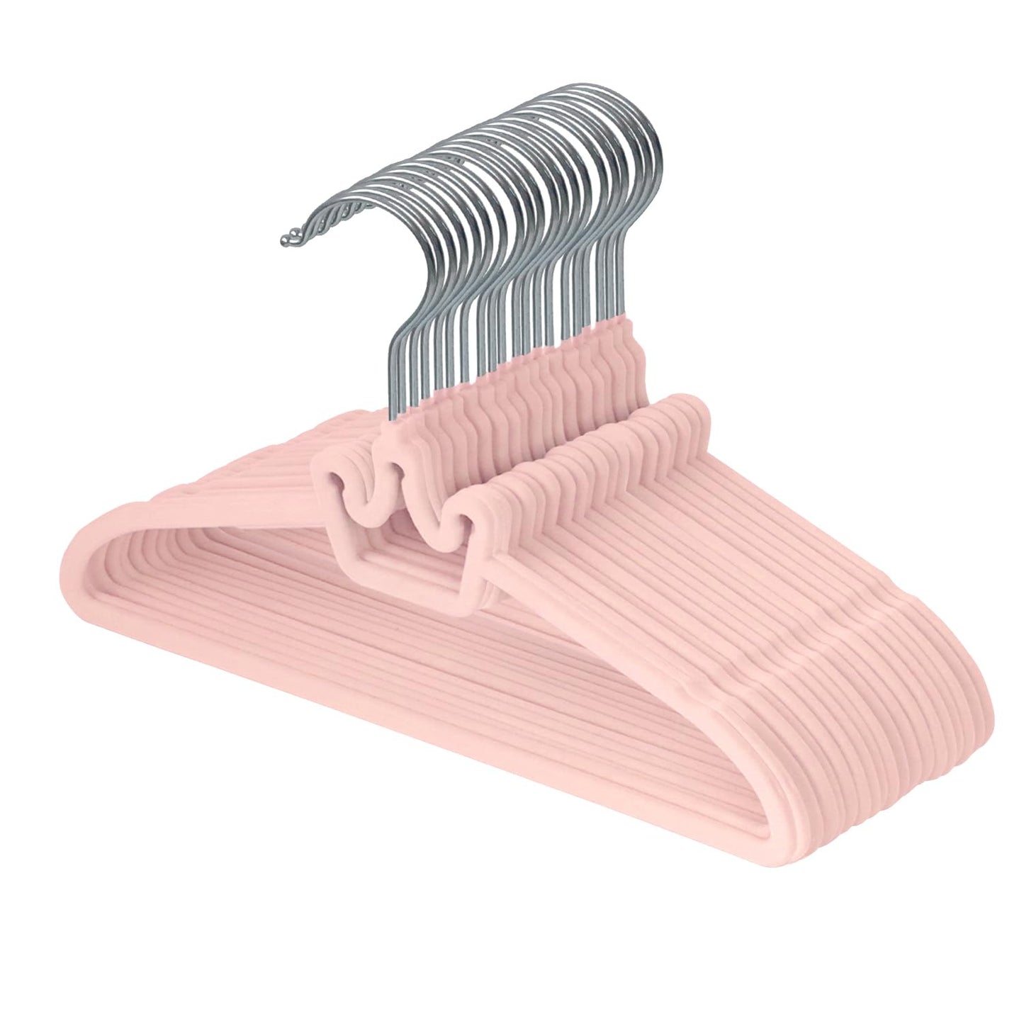 ManGotree 12.6" Kids Velvet Hangers Non-Slip Baby Hangers 20 Pack Pink