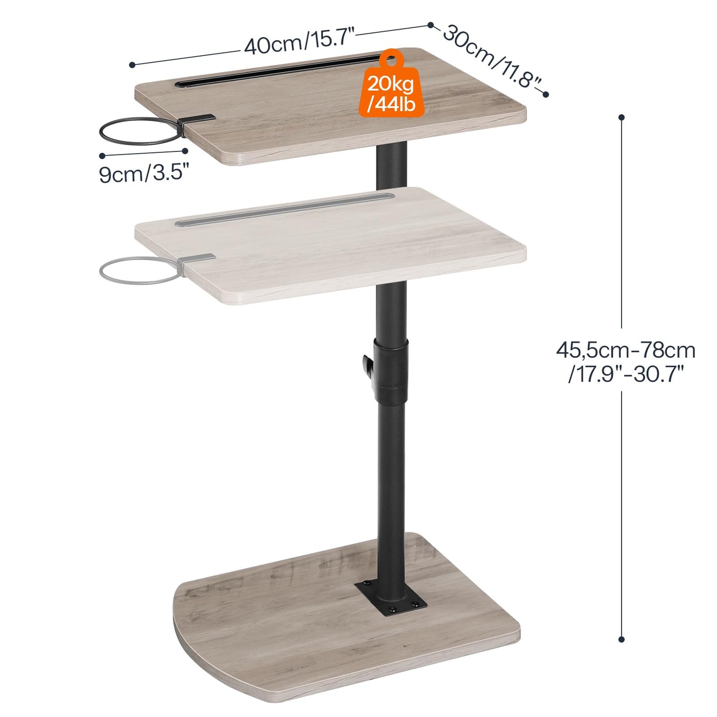 HOOBRO C Shaped Side Table, Height Adjustable Bedside Table, 360° Rotating Sofa Table Laptop Tables with Detachable Cup Holder and Tablet Slot