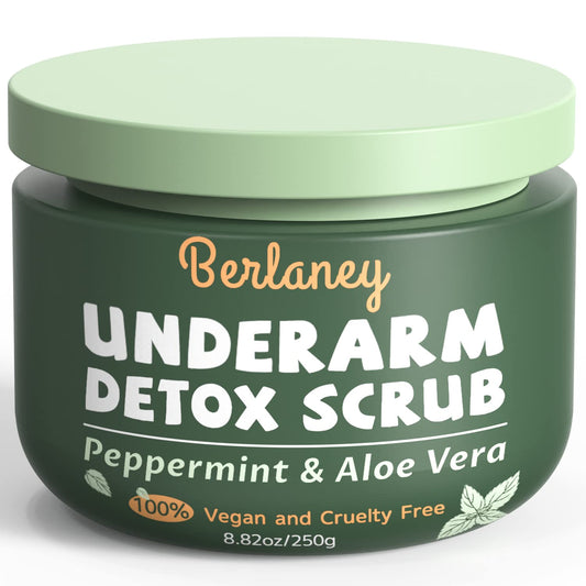 Armpit Detox Scrub 8.8 oz with Peppermint, Aloe Vera and Walnut Shell Powder, Underarm Scrub Helps on Removing Odor, Deep Cleanse & Exfoliating, also