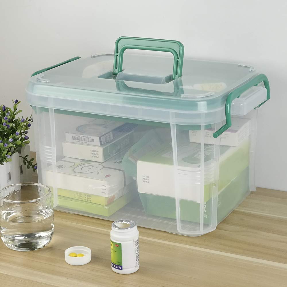 Cadineer Household Plastic First Aid Kit, Plastic Medicine Box, Clear Storage Box