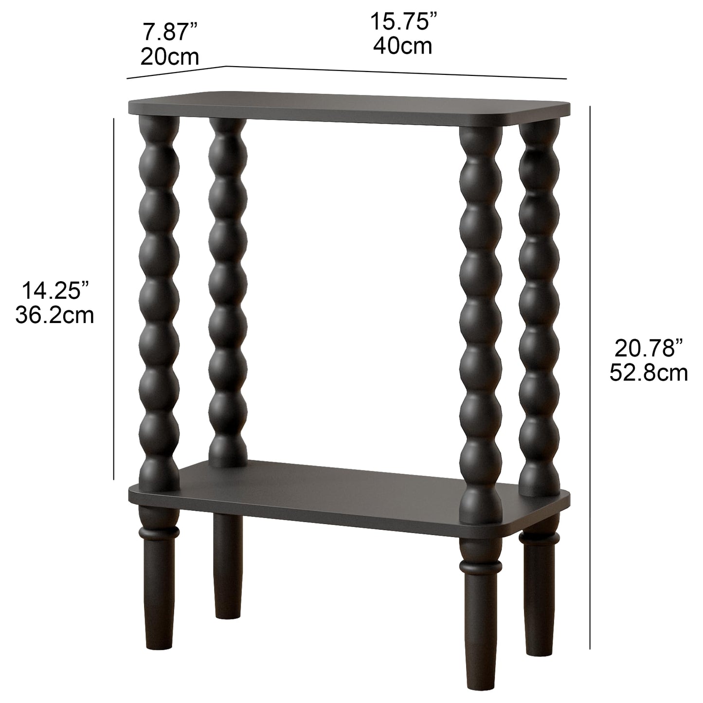 JERX 3-Tier Narrow Side Table Small End Table Walnut Brown