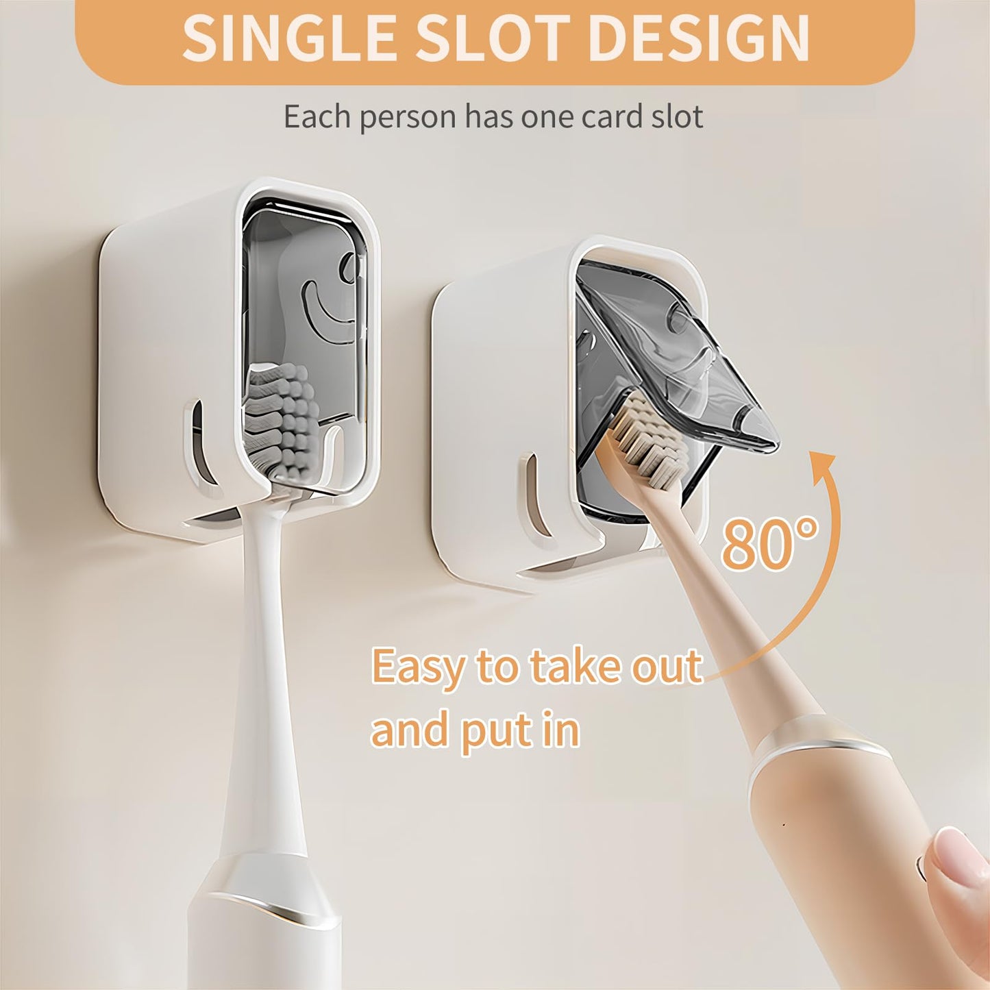 Wall Mounted Toothbrush Holders for Bathroom,Strong Self Adhesive
