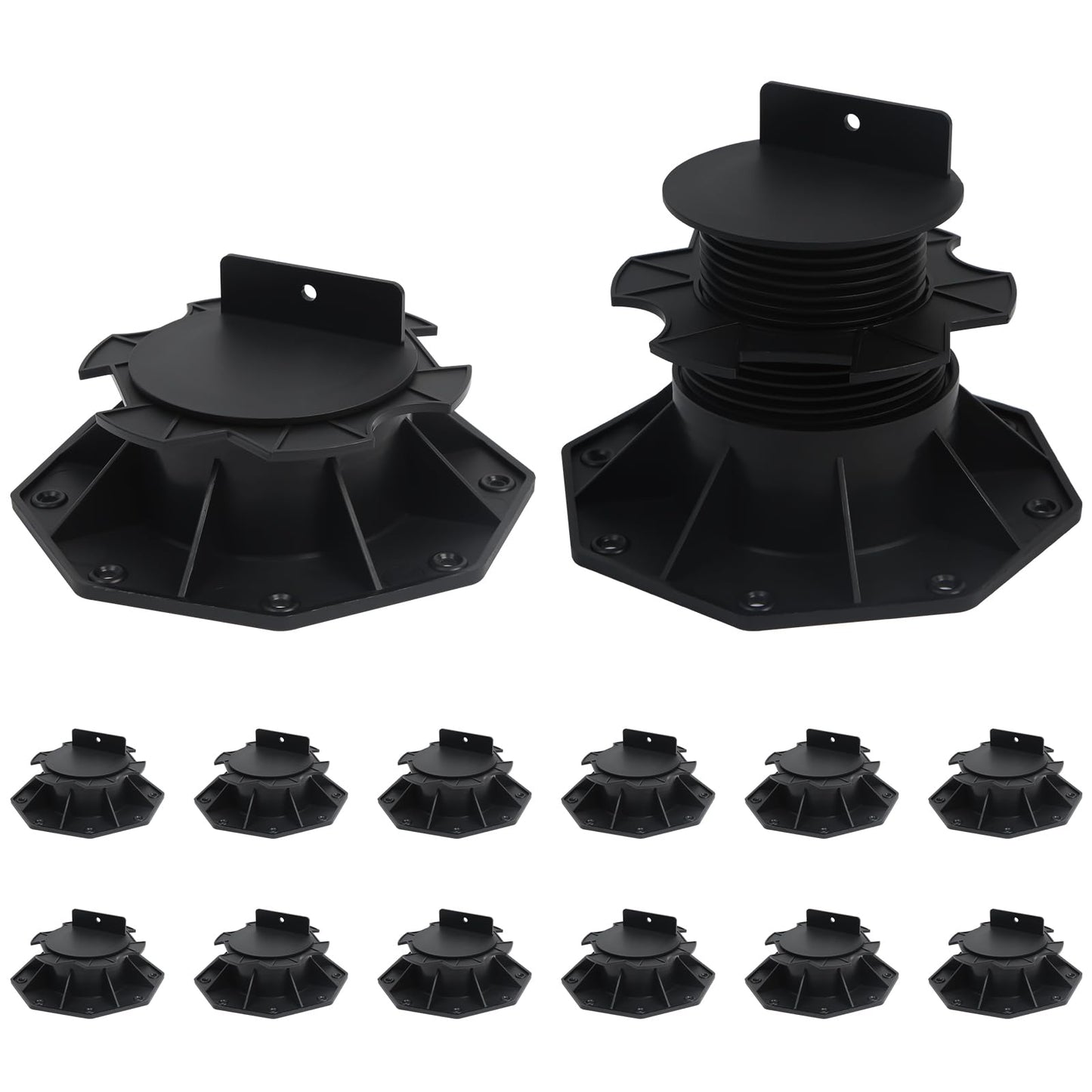 6-Pack Adjustable Decking Pedestals, 60-140 mm Plastic Deck Supports
