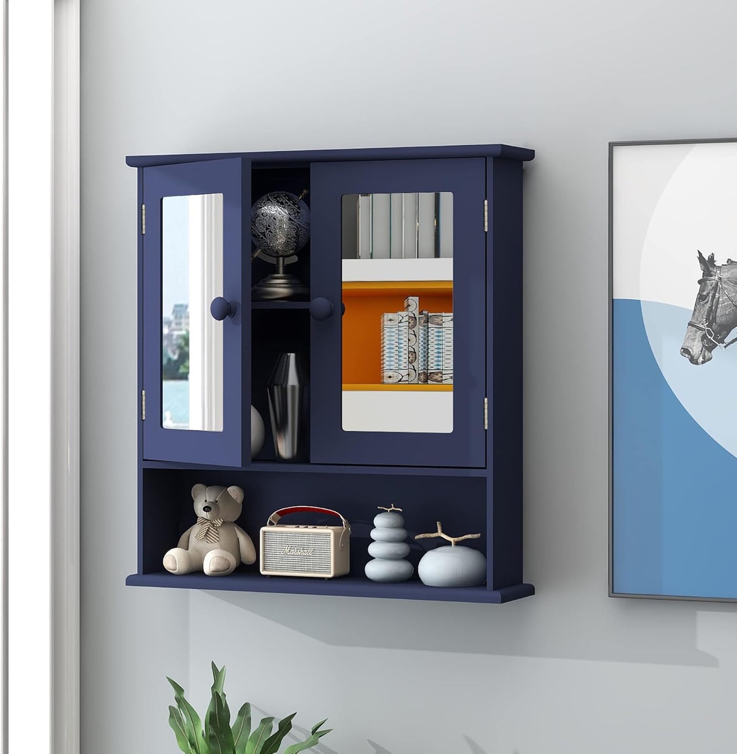 UYIHOME Mirror Cabinet, Bathroom Cabinet, Mirror Cabinet, Bathroom Cabinet, Hanging Wall Cabinet, Bathroom