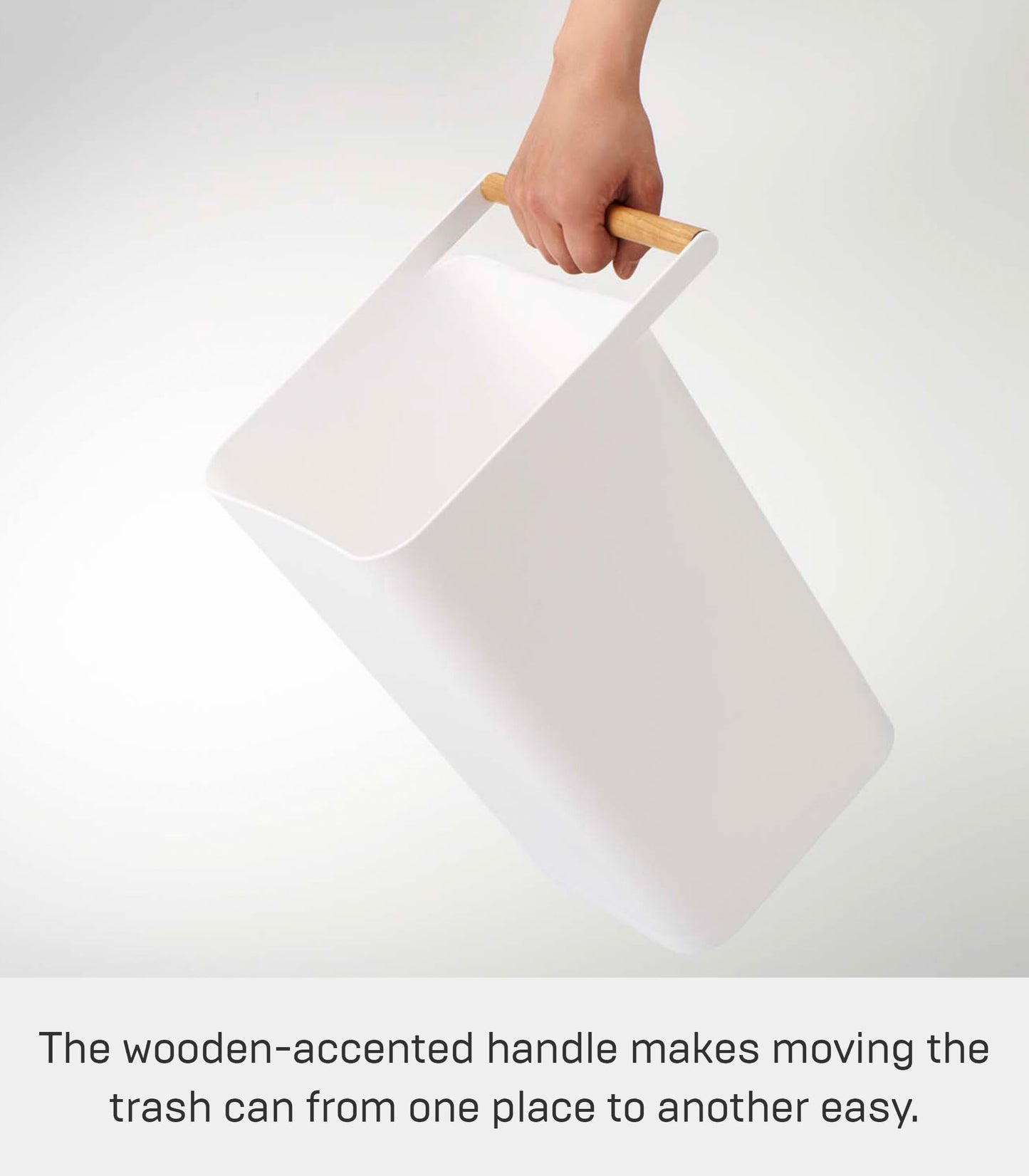 YAMAZAKI 3132 COMO Trash Can, white, Wood/Polypropylene, Minimalist, 24 x 19.5 x 32 cm