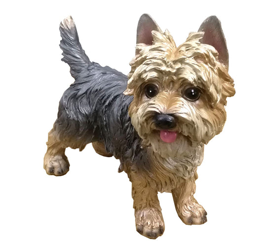 WANLIAN Hand-Painted Resin Yorkshire Terrier Statue -outdoor Garden & Indoor Decor, Realistic Dog Sculpture, for Pet Lovers (7.87" Height)