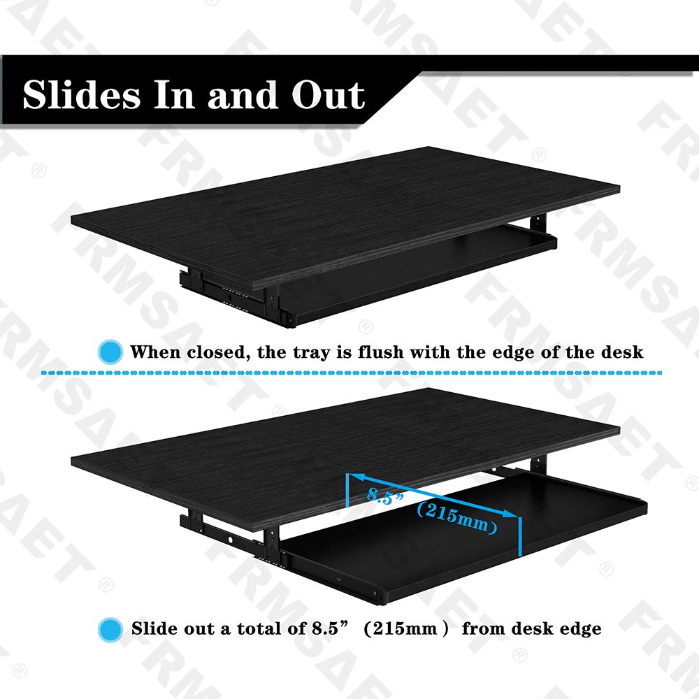 FRMSAET Office Product 20/24/30 inch Keyboard Drawer Tray30 inch, Black