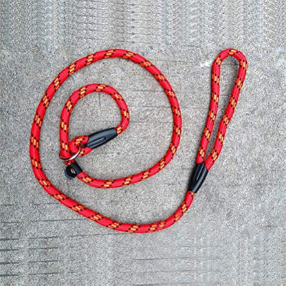 nuoshen Dog Slip Lead,125cm Extremely Durable Strong Dog Training Leash Rope Adjustable Pet Lead Leash for Dogs, Red