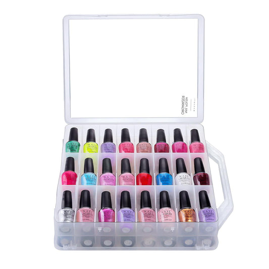 MAKARTT? Universal Nail Polish Holder See-Through Counter Case Polish Storage for 48 Bottles Space Saver for DIY Nail Art and Nail Salons (Clear)
