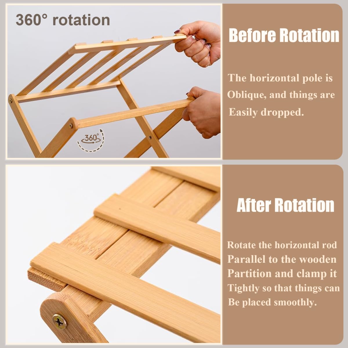 Tielag Vertical Shoe Rack Folding 5 Tier, Narrow Shoe Storage Rack, Bamboo Shoe Shelf, Tall Shoe Stand, Without Installation