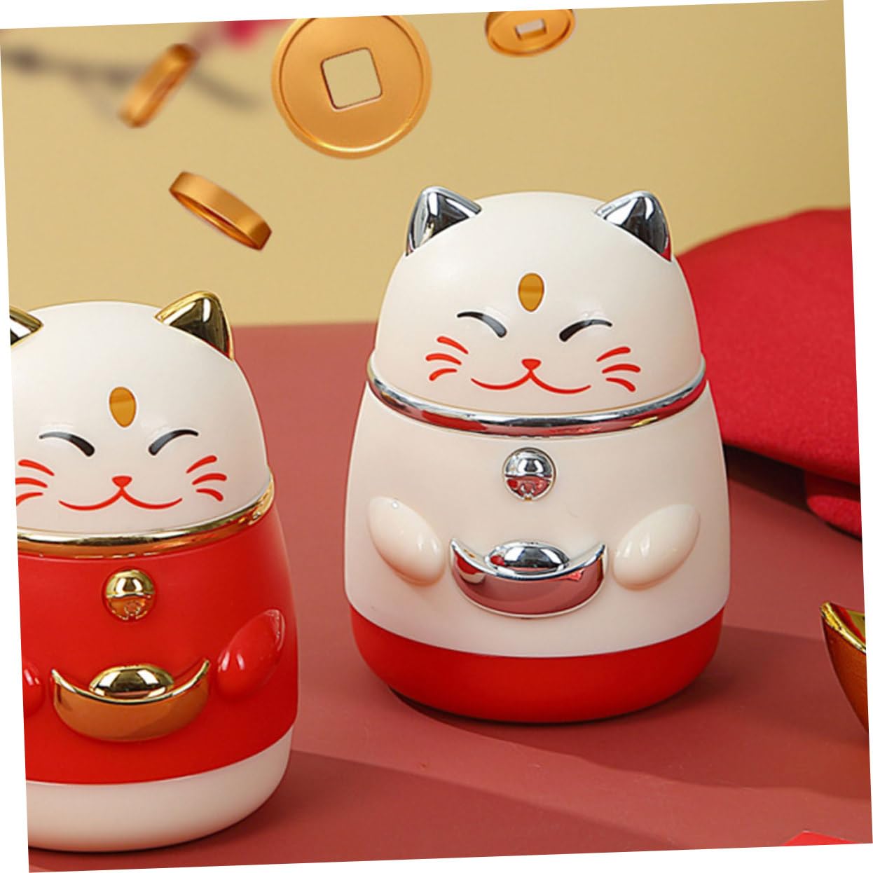 RORPOIR Toothpick Holder Toothpick Dispenser Cat Statue Cute Toothpick Box Table Animal Sculpture Cat Figures Carry Bag Maneki Cat PP Accessories
