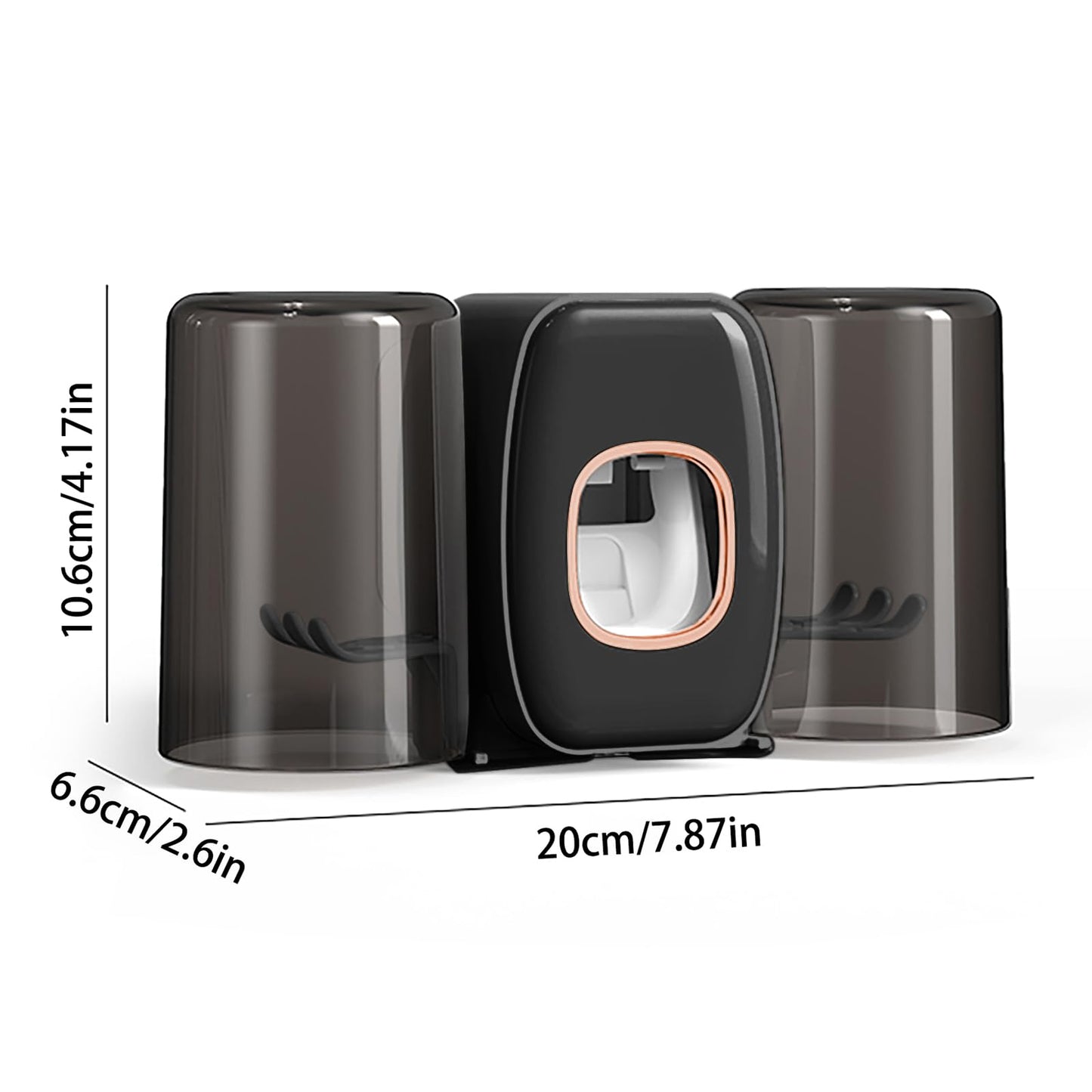Braozaiw toothbrush holder wall mounted, toothpaste dispenser, electric toothbrush holder, With 4 Brush Slots 2 Cups No Drilling Required (Black)