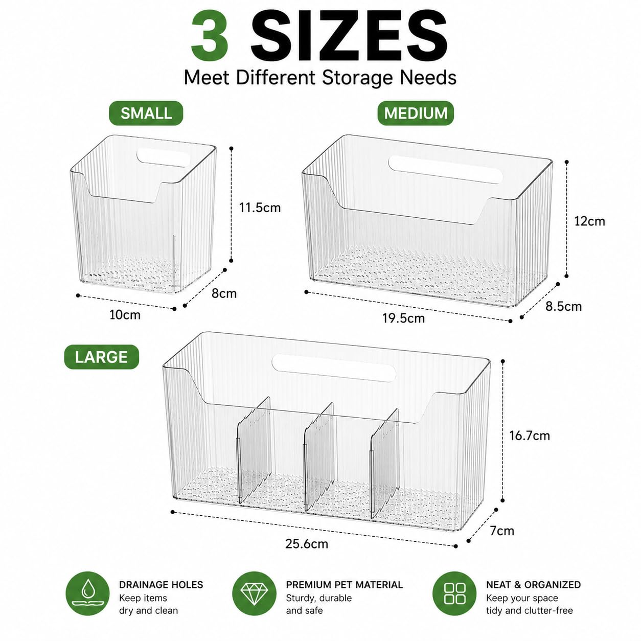 Xygobla 3 Pcs Cabinet Door Storage Box Clear