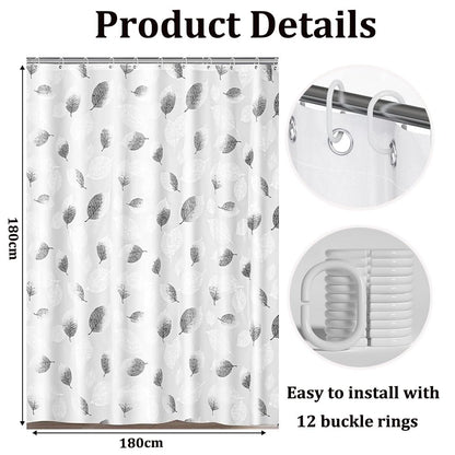 ruitao Shower Curtain for Bathroom, 100% PEVA Waterproof Anti-Mould Proof Resistant | Quick-Drying | Washable Bathroom Curtain
