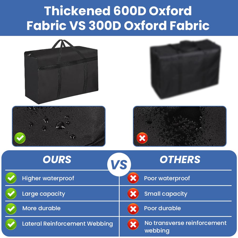 HOTUT 2 Pcs 180L Large Storage Bag,Extra Large Moving Bags Heavy Duty,with Zipper Handles,Strong Packing Boxes,with Strong Oxford Cloth,for Clothes