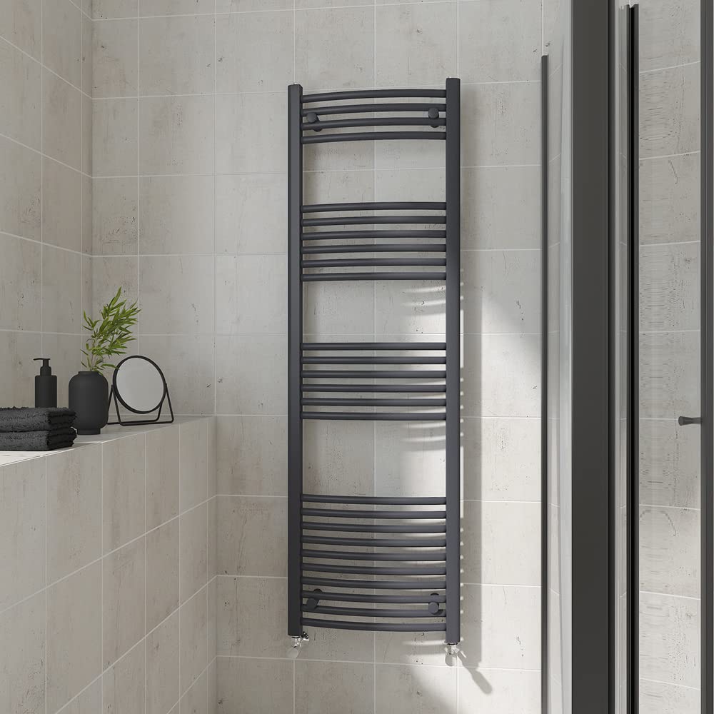 Warmehaus Curved Heated Towel Rail Anthracite Radiator 1600x500mm