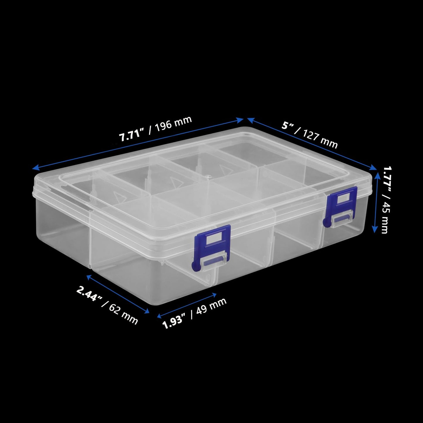 MANCHAP 4 PCS 8 Grids Plastic Bead Storage Box with Adjustable Compartments, 19.5 x 13 x 4.5cm Plastic Jewellery Organisers