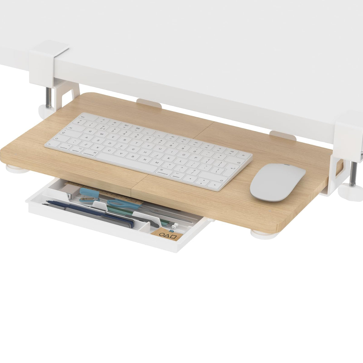 ETHU Keyboard Tray under Desk, 50×30cm Pull-out Keyboard Drawer for Desk, Retractable Ergonomic Sliding Keyboard Shelf for Office & Home Oak