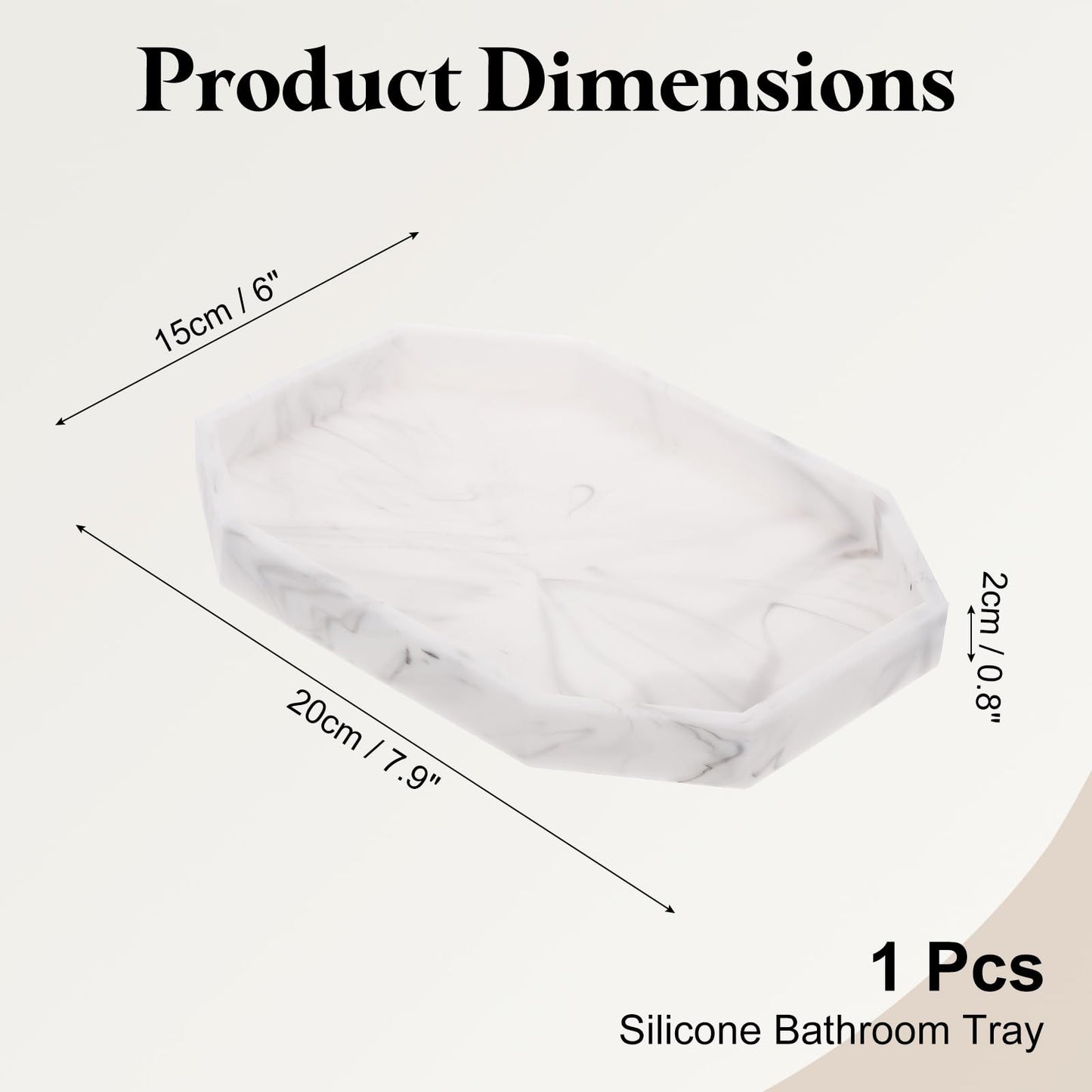 sourcing map Bathroom Vanity Tray, 7.9" x 6" Octagon Silicone Soap Dispenser Trays, Shatterproof Kitchen Sink Organizer for Soaps Keys Candle Trinket