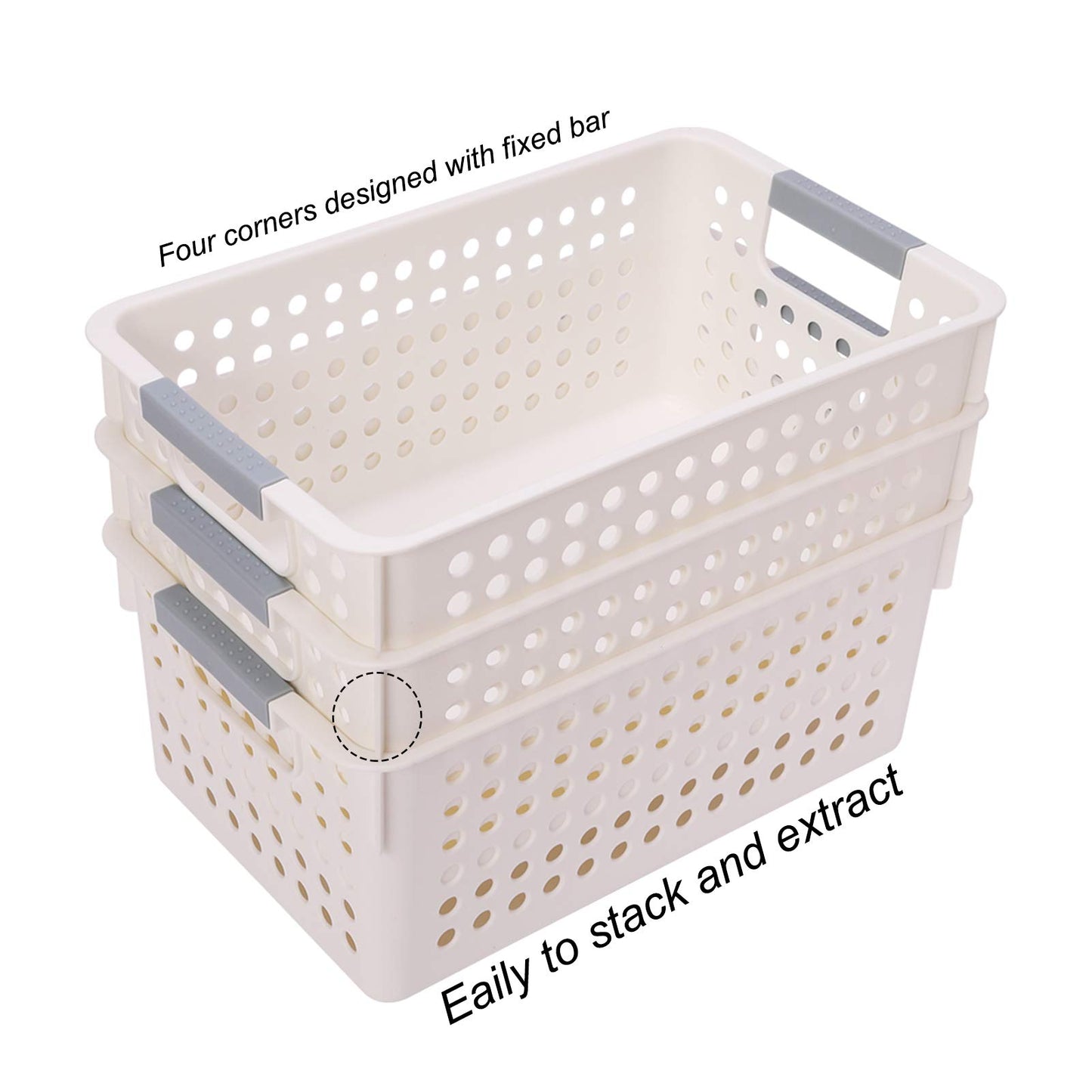 JAKAGO Medium Plastic Storage Baskets Kitchen Cupboards Organiser Baskets