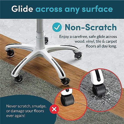 Office Chair Wheels Replacement Rubber Chair casters for ALL Floors Including Hardwood Floors, Office Chair Castors for Home and Office Chairs to Replace Office Chair mats, 11x22mm, Clear NOT 1KEA