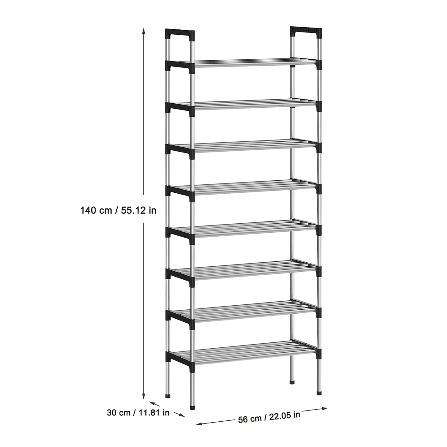 AcornFort® S-5 8 Tiers 24 Pairs Small Shoe Storage Rack Organiser Shelf Hold Stand (Silver)