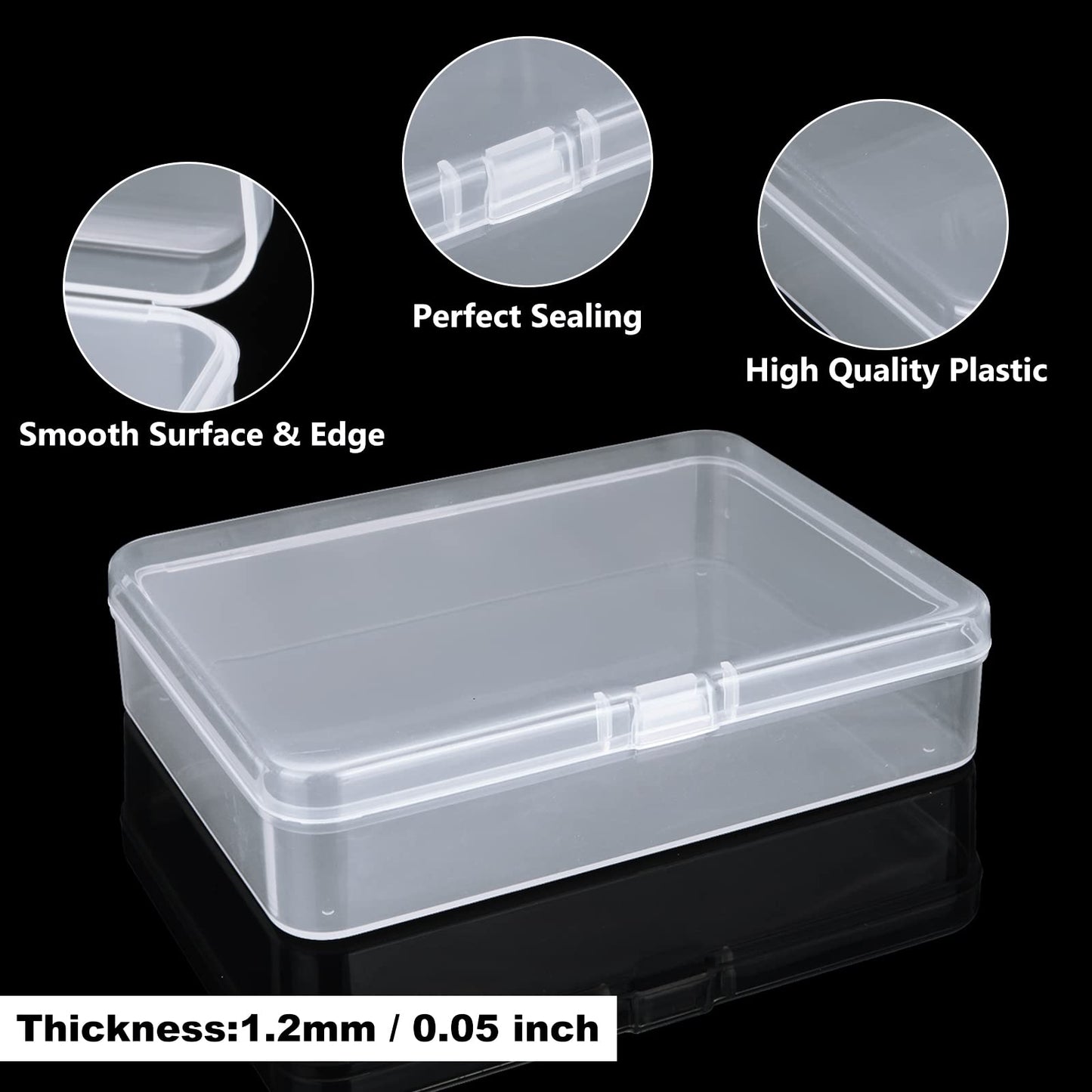 SENENQU 24 Pack Small Clear Plastic Storage Containers Box with Lid, Mini Rectangular Storage Box