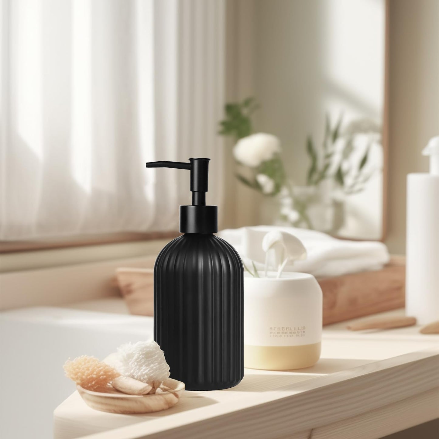 GKSCXEXE 400ml Black Soap Dispenser, Bathroom Hand Soap Dispenser