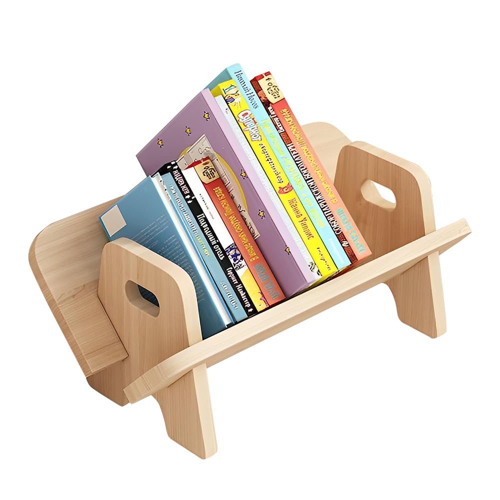 Mulaibdin Desktop Bookshelf, Small Bookcases for Kids, Mini Bookshelf Wood for Desk, Small Bookcases Free Standing with Handle
