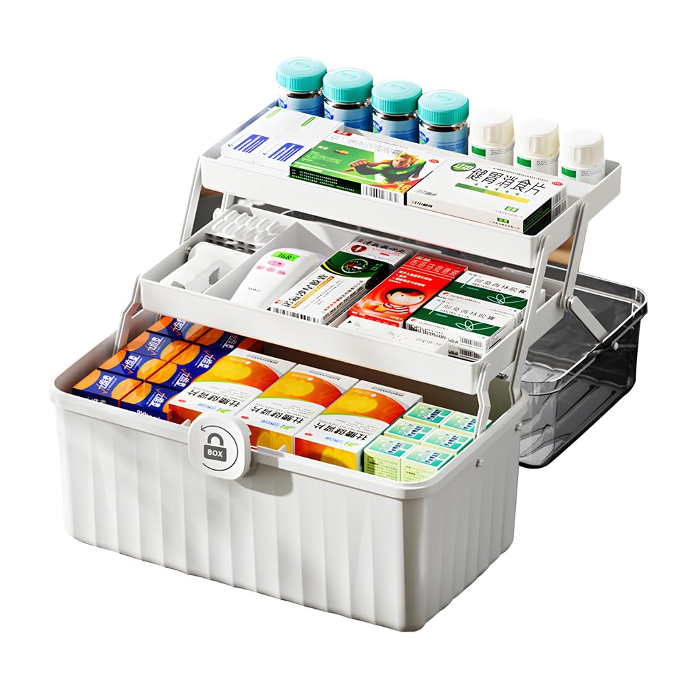 NUODWELL 3 Layer Medicine Storage Box, Household Medical Storage Basket