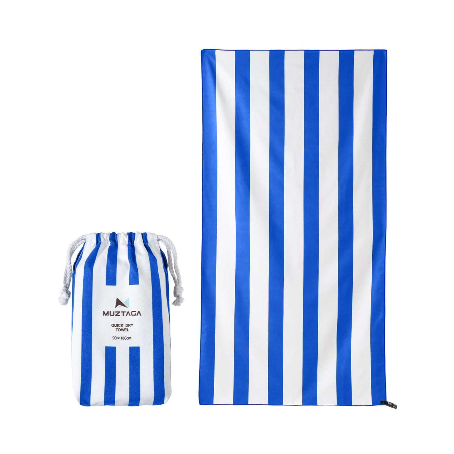 Muztaga Microfibre Beach Towel - Sand Free, Quick Dry, Large 160 x 90 cm Striped Pool Towels for Adults & Kids