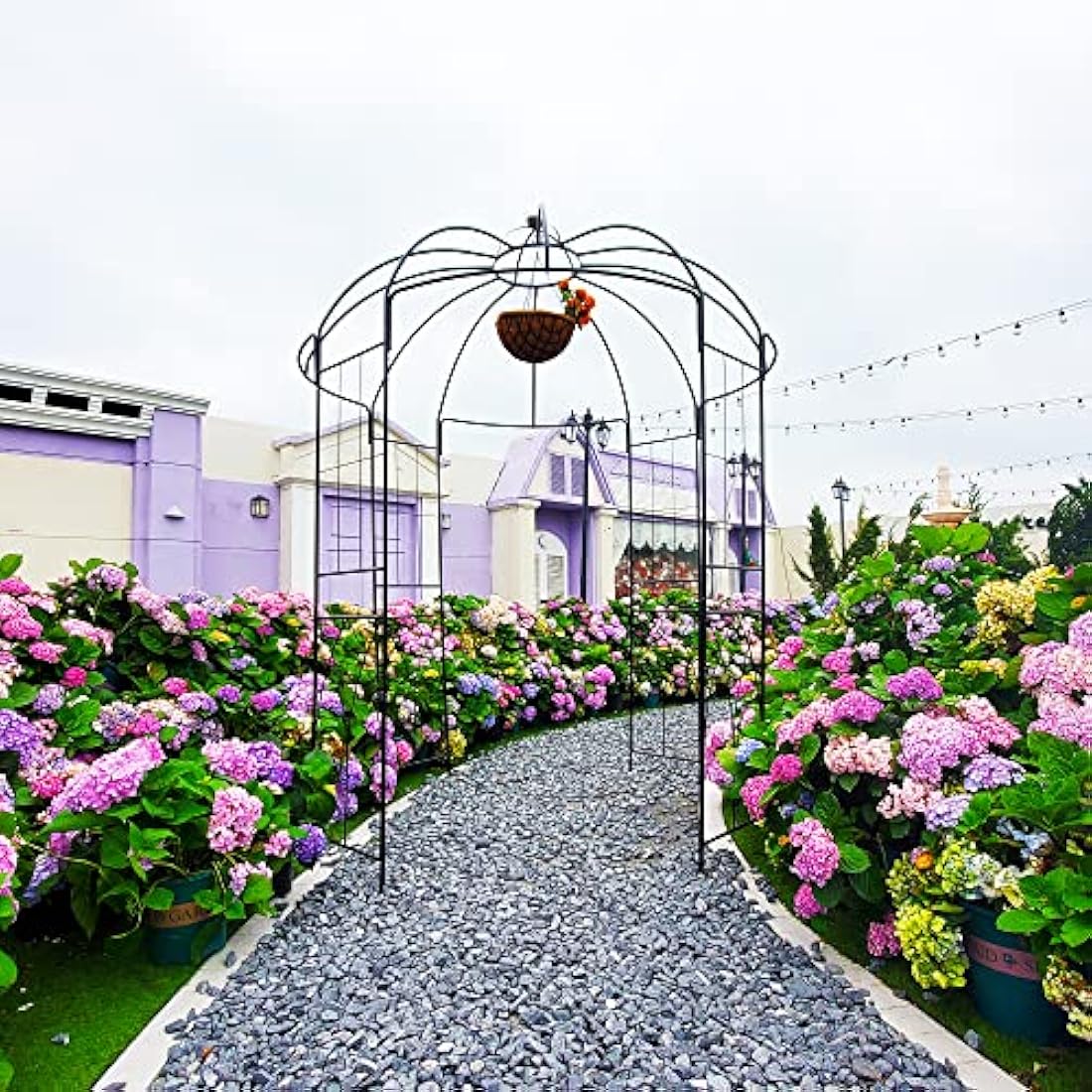 SCENDOR 4-Sided Garden Arbours Birdcage Shape Metal Gazebo Pergola Pavilion 106.7"L x 81.5"H x 81.5"W, Garden Rose Pavilion Arch for Backyard, Lawn, Wedding Decorations Ceremony