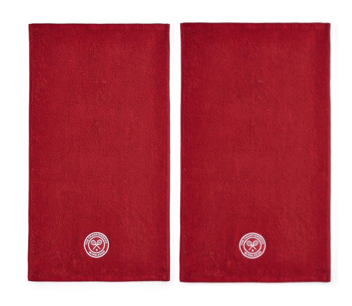 Wimbledon Guest Towels | Pack Of 2 | 40cm x 70cm | Soft Cotton | Official Tennis Championships Merchandise | 2026 Seasonal Colours | Strawberry Red