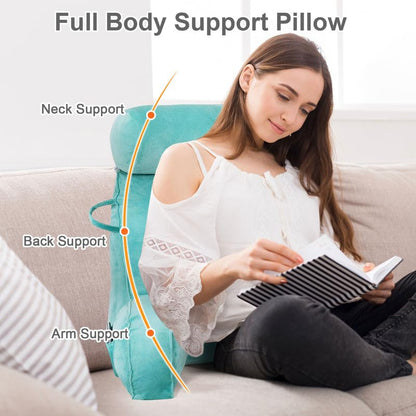 Mingfuxin Reading Pillows for Bed Sofa, Bed Backrest Pillows with Neck Arm Back Support Pillow, Adult Back Reading Cushion with Detachable Neck Roll &