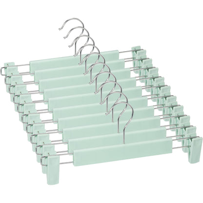 Lamitocs Pack of 10 Skirt Hangers with Strong Non-Slip Adjustable Clips Hooks, Space-Saving Trouser Hangers for Hanging Trousers, Socks, Skirts