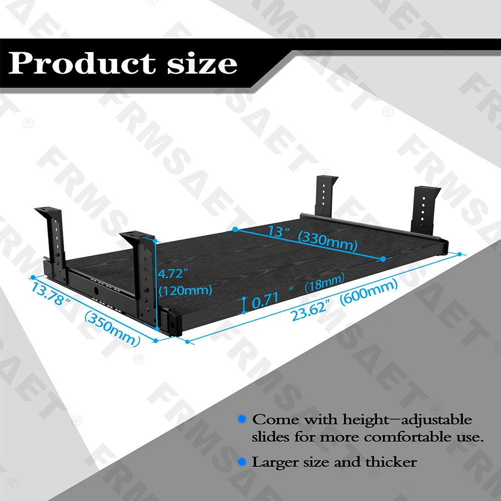 FRMSAET Office Product 20/24/30 inch Keyboard Drawer Tray(24 inch, Black)