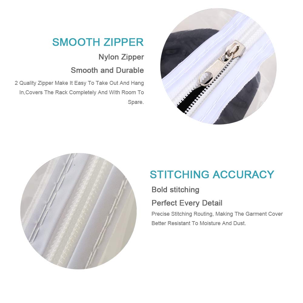 Ruibo Clear Clothes Rail Cover with 2 Durable Zippers Waterproof Dustproof Small Size 47.2" x 20" x 60"
