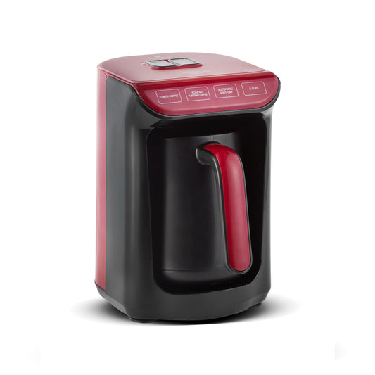 KARACA Hatr Kz Turkish Coffee Machine for 5 People, 535W, Fully Automatic, Simple & Traditional Turkish Coffee Maker, Red