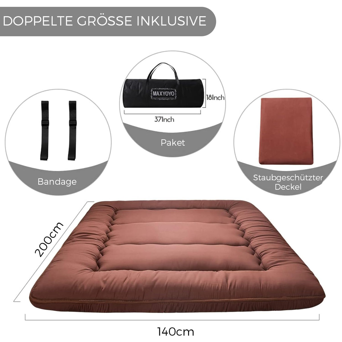 MAXYOYO Futon Mattress, Padded Japanese Floor Mattress Quilted Bed Mattress Topper