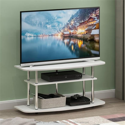 Furinno TURN-N-TUBE TV Stand, 3-Tier Entertainment Center,TV Console for TV up to 46 Inch, for Living Room, Bedroom, White Oak