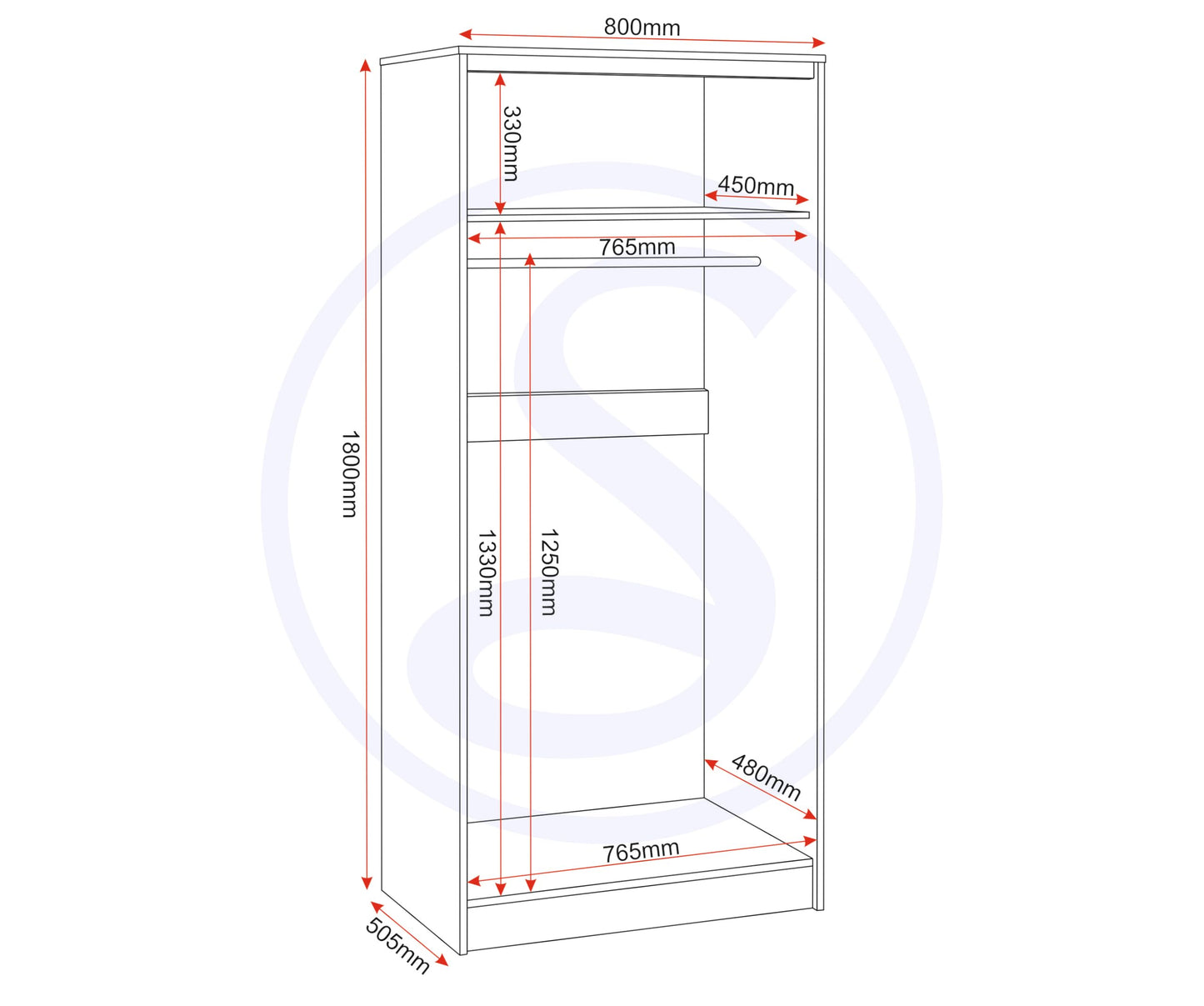 Seconique Malvern 2 Door Wardrobe in Grey