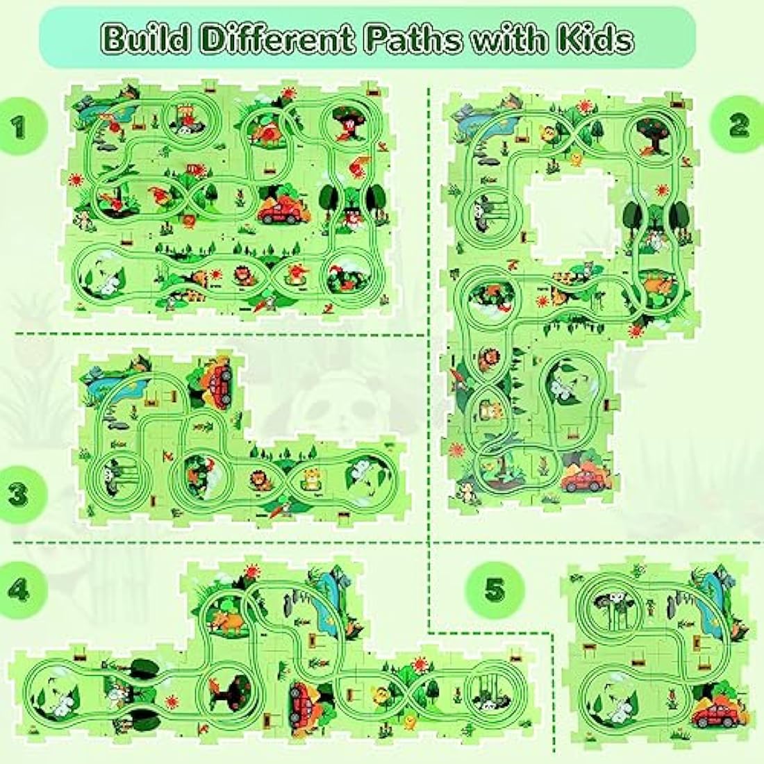 Plastic Puzzles for Kids Ages 3-5 with A Cute Car, Toddler Puzzle Track Play Set Gift, Critical Thinking Educational Toys, Toys for 3 4 5 6 Year Old Boys Girls, Montessori Toys for Kids