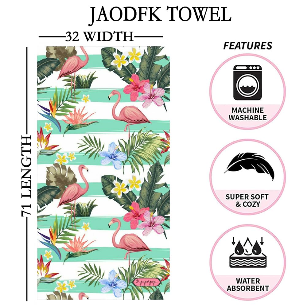 JAODFK Microfibre Beach Towel 71"X32" Quick Dry Lightweight Sand Free Extra Large Thin Towels Travel Essentials For Adults Womens Swim Bath