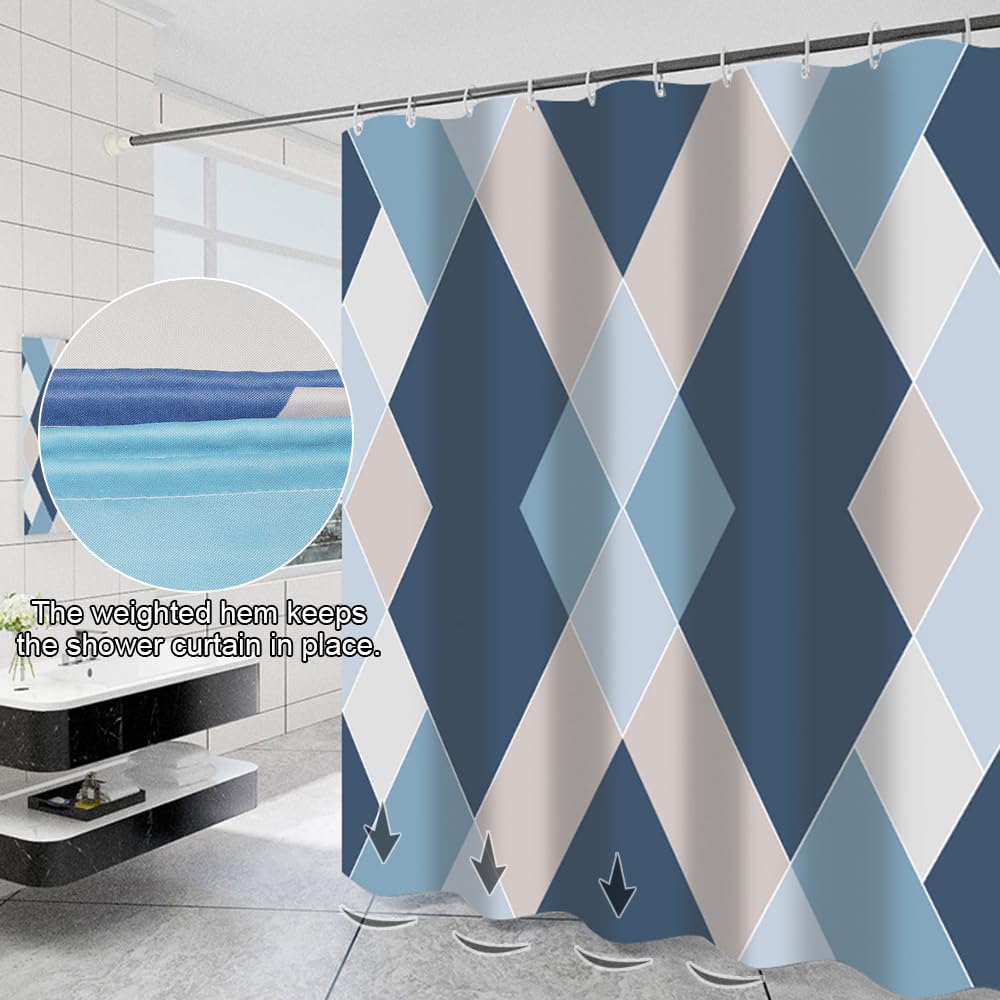 Lkw Ogechi Shower Curtain Waterproof Blue 180x200cm, Polyester Weighted Shower Curtains for Bathroom