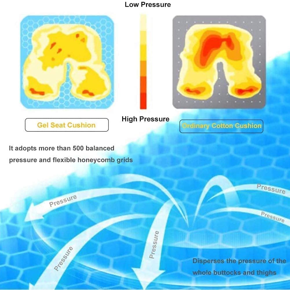 FAJIA Gel Seat Cushion, Cushion Chair Pad, Double Thick Breathable Cool Pad with Non-Slip Cover Honeycomb Design for Car/Office/Home/Wheelchair