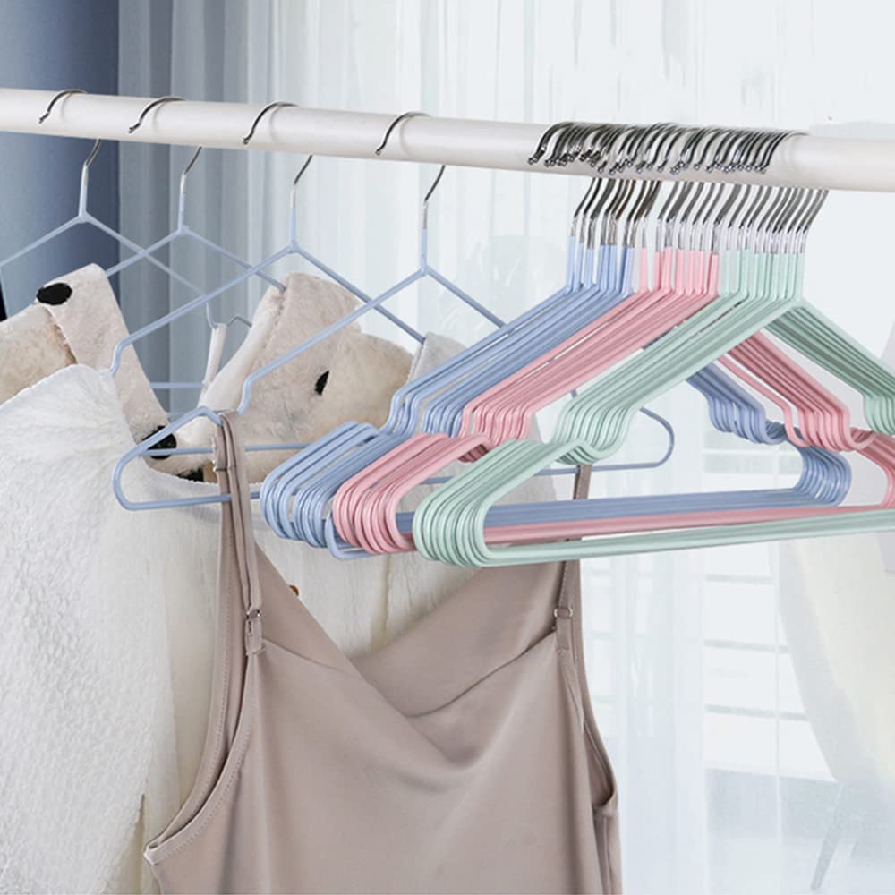 DDGAO Premium Rubber Coated Metal Hangers - Heavy Duty - Space Saving Organiser Clothes Hangers For Wardrobes Coat Rack Rails Thin and Non-Slip