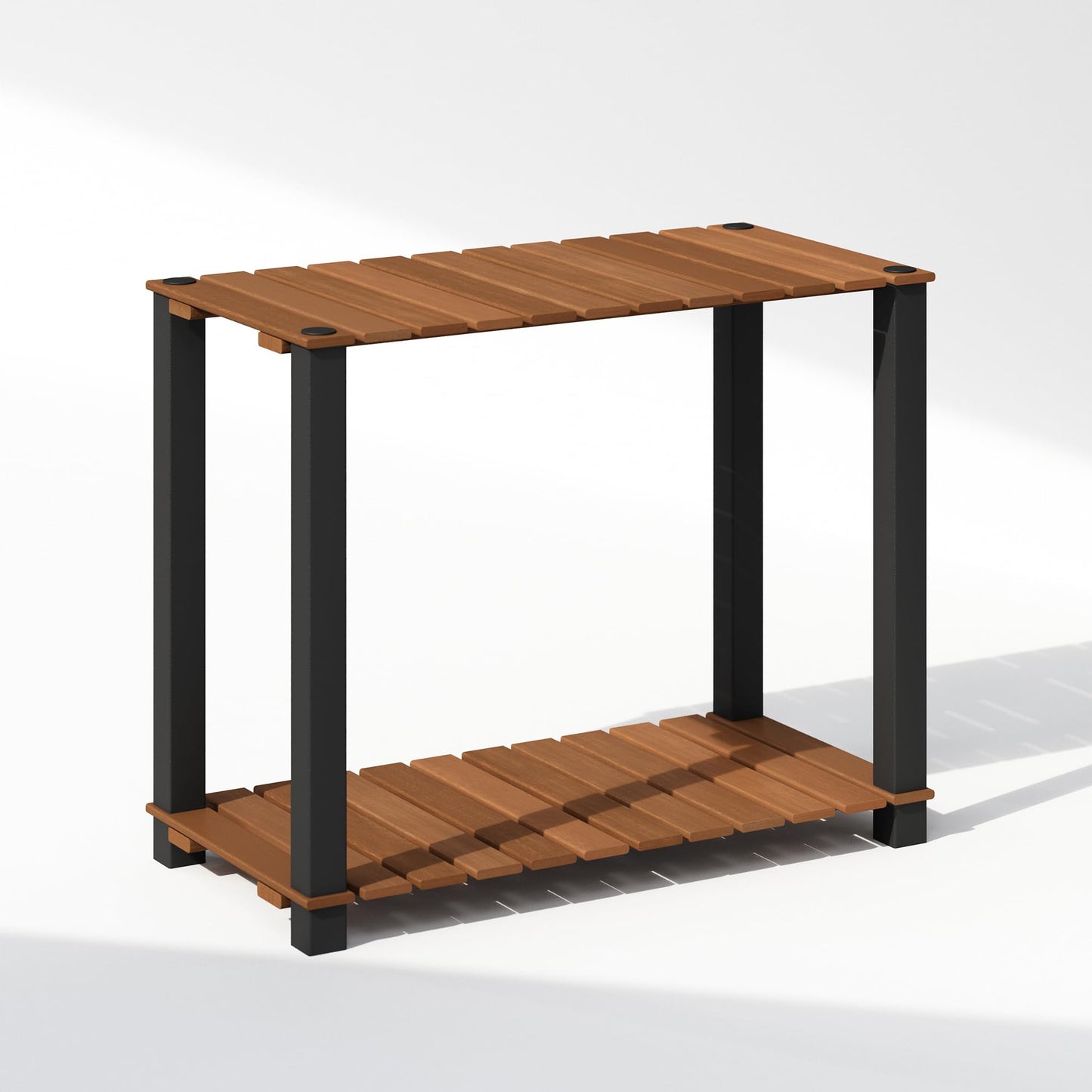 Furinno TURN-N-TUBE 4-Tier Display Rack, Storage Rack, Book Shelf, Open Shelves, with Wood Slat, Square Poles