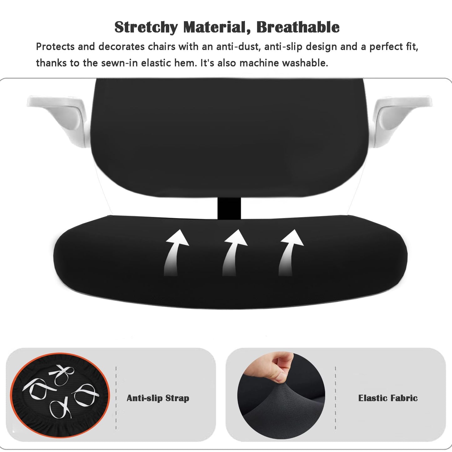 FYTXSZ Chair Covers Spandex Office Computer Chair Cover Stretch Removable Washable Rotate Swivel Chair Protective Covers (Dark Grey)
