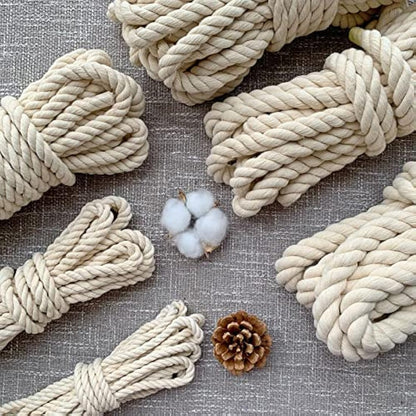 Cotton Rope Thick Rope White Rope Noose Soft Rope 10mm Decking Rope For Garden Macrame Plant Hanger Kit (10M)