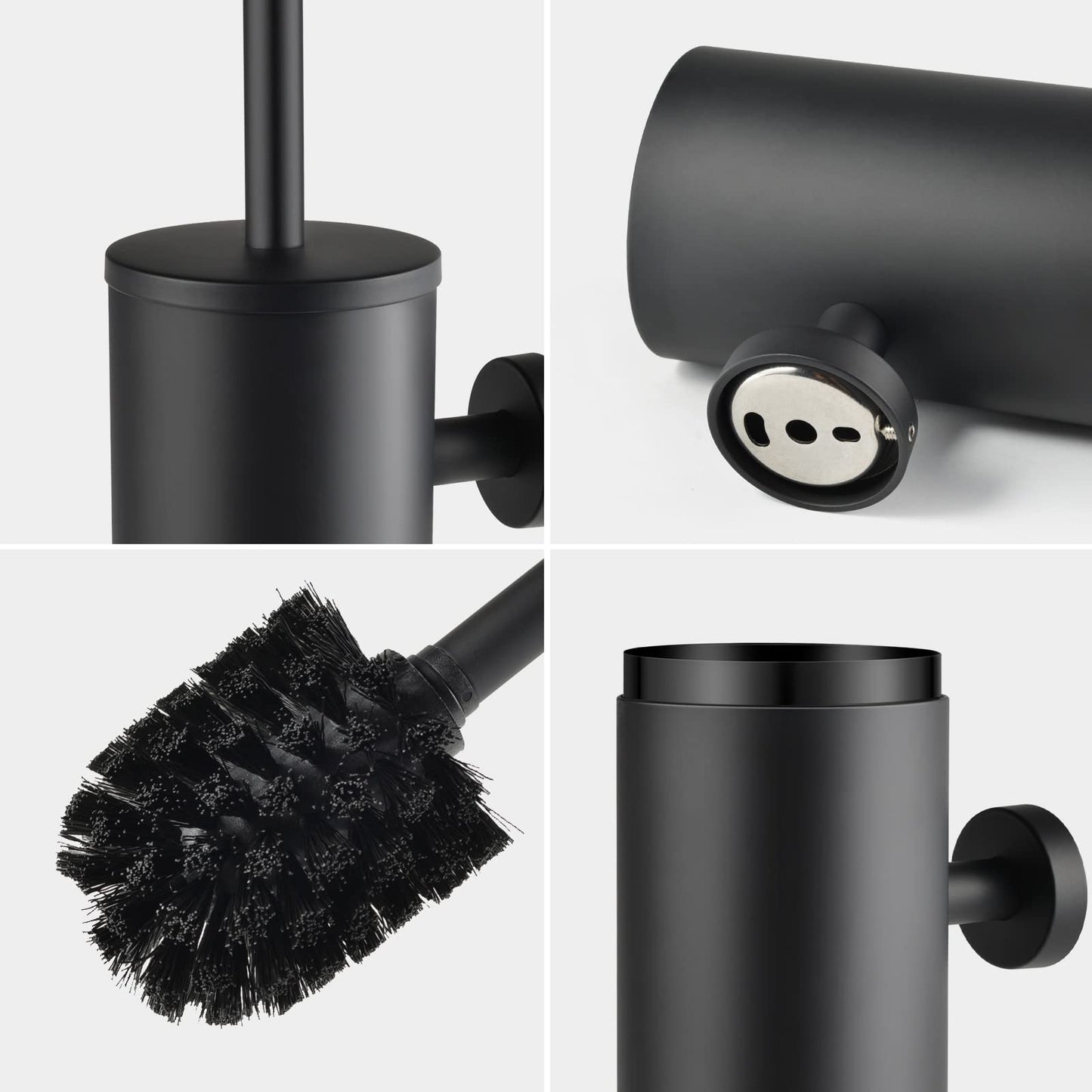 WAVEWO Toilet Brush Stainless Steel Wall Mounting, Toilet Brush with Closed Splash-proof Cover